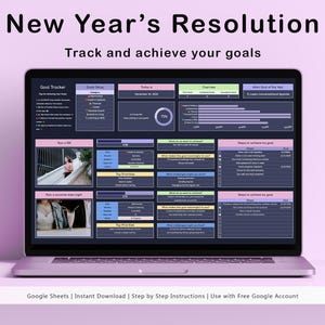 Zielplaner Google Sheets Einfache Zielverfolger Tabelle Dunkelmodus 2025 Neujahrsvorsätze Zieleinstellungsvorlage Jährlicher Zielplaner
