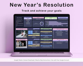 Goal Planner Google Sheets: New Year's Resolution Tracker (Digital Download)