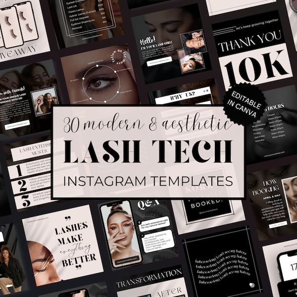 Lash Tech Artist Instagram Post Templates, Lash Extension Instagram Stories, Lash Social Media, Lash Stylist Post Templates, Lash Branding