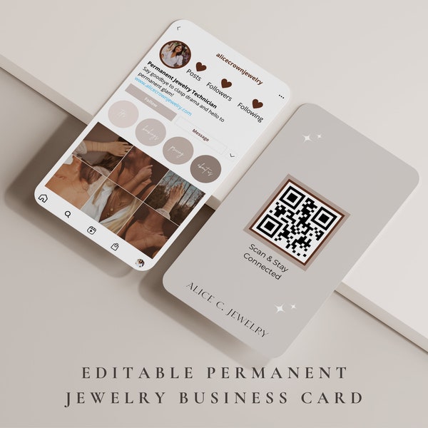 Permanent Jewelry Instagram Business Card, Editable Permanent Jewelry Templates, Permanent Jewelry Business Cards, Jewelry Business Supplies
