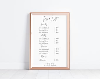 Permanent Jewelry Price List Sign, Permanent Jewelry Canva Template, Permanent Jewelry Supplies, Editable Qr Code Sign, Permanent Necklace