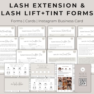 Toestemmingsformulieren wimper, formulier wimperlifting en tinting, intakegesprek wimperextensions, ontheffing schoonheidsspecialiste, sjablonen voor wimpercanva, kaarten nazorg