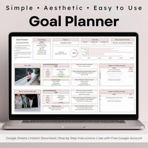 Zielplaner Google Sheets Einfache Absichts-Tracker-Spreadsheet SMART-Zieleinstellungsvorlage 2025 Neujahrsvorsätze Jährliches Vision Board