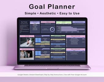 Goal Planner Google Sheets: SMART Goal Tracker, Vision Board (Digital Download)