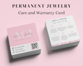 Permanent Schmuckpflege Karte, Garantie Vorlage (Canva Editierbar)
