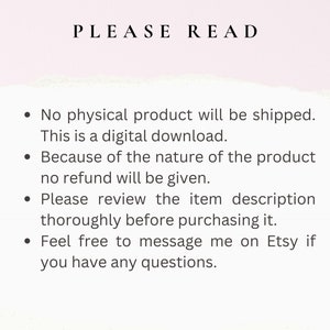 Pu&ograve; includere: Un'immagine di testo con le parole "PLEASE READ" in alto. Il testo sotto spiega che il prodotto &egrave; un download digitale e che non verr&agrave; spedito alcun prodotto fisico. Indica anche che non verr&agrave; dato alcun rimborso a causa della natura del prodotto. Il testo incoraggia gli acquirenti a rivedere la descrizione dell'articolo prima di acquistarlo e a contattare il venditore per qualsiasi domanda.