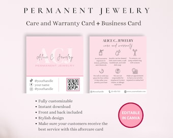 Dauerhafte Schmuckpflege Kartenvorlage, Garantie-Visitenkarte (Canva)