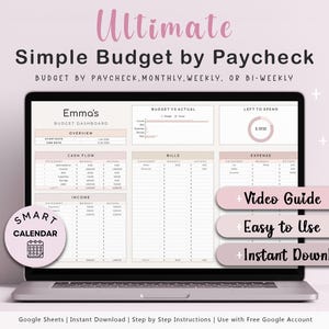 Budget Planner Google Sheets Paycheck Budget Spreadsheet Monthly Budget Tracker Biweekly Budget by Paycheck Weekly Budget Expense Tracker