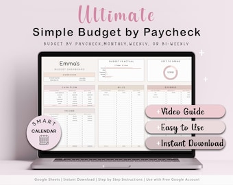 Paycheck Budget Spreadsheet: Monthly, Weekly, Bi-Weekly Budget Tracker (Digital Product)