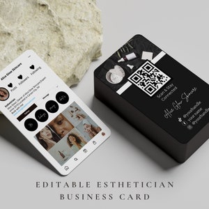 Cartes de visite Instagram, modèles modifiables d'esthéticienne, carte de visite IG, modèle de carte de visite, modèle de soins de la peau, modèle de code QR, bricolage