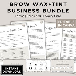 Brow Wax & Tint Client Forms Bundle, Brow Wax Consultation Form, Eyebrow Wax and Tint, Esthetician Wax Form, Brow Wax Consent, Canva Kit