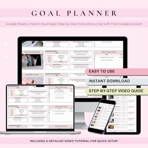2025 Neujahrsvorsätze Google Sheets Ziel-Tracker Tabelle Jährliches Ziel Setting Vorlage 2025 SMART Zielplaner Jährliches Vision Board