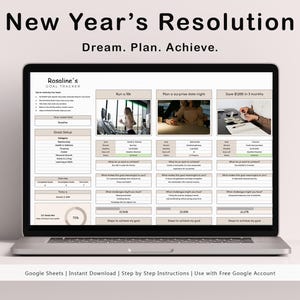2025 Zielplaner Google Sheets Einfache Zieltracker-Spreadsheet 2025-Vorsätze für das neue Jahr SMART-Zieleinstellungsvorlage Jährliches Vision Board