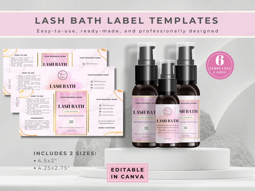Lash Bath Label Lash Shampoo Template Eyelash Cleanser Foam Etsy