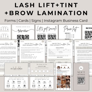Toestemmingsformulier wimperlift en tint, formulier wenkbrauwlaminering, sjablonen voor wenkbrauwtechnologie, ontheffingen voor schoonheidsspecialiste, afdrukbare wimpertechnologie, intake wenkbrauwen