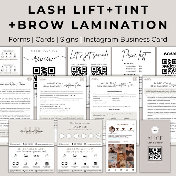 Lash Lift and Tint Consent Form, Brow Lamination Form, Brow Tech Templates, Esthetician Waivers, Lash Tech Printable, Eyebrows Client Intake