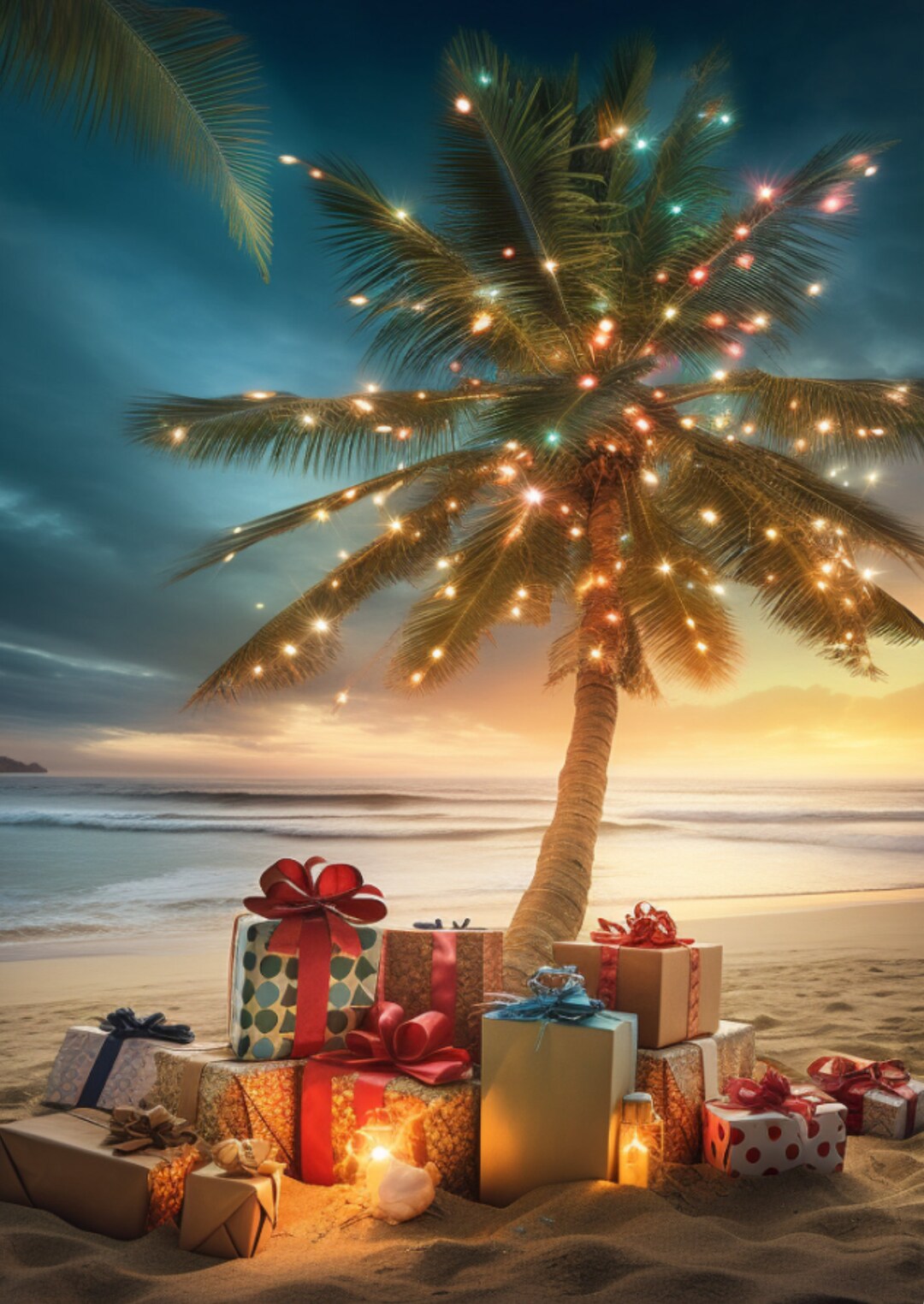 Christmas Palm Tree Beach Scene Jigsaw Puzzle 40 Pieces Etsy