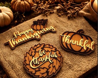 Thanksgiving SVG Bundle | Layered Thankful & Happy Thanksgiving decorations | Fall Laser Cut Decor | Digital Download