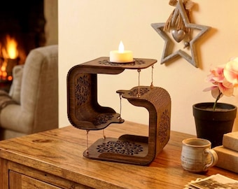 Floating Tealight Shelf SVG | Levitating Candle Display | 3D Illusion Shelf File | Digital Download