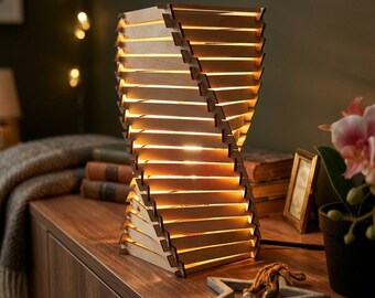 Laser Cut Wooden Lampshade Template | Modern Slatted Design (Digital Download)