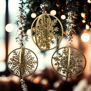 Laser Cut Christmas Ornament: 3D Mandala Snowflake Bauble (Digital Download)