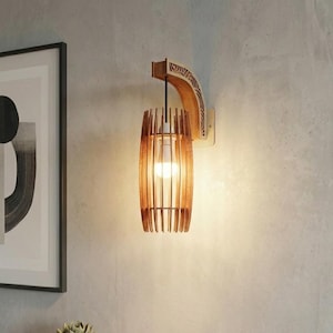 Lámpara colgante y soporte de pared cortados con láser SVG / Lámpara de pared/mesa de madera / Aplique moderno DIY
