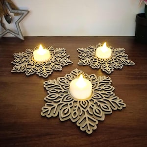 Laser Cut Snowflake Tealight Holders: Mandala Christmas candles (Digital Download)