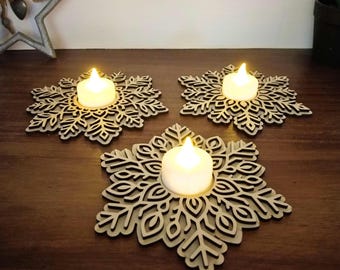 Laser Cut Snowflake Tealight Holders: Mandala Christmas candles (Digital Download)