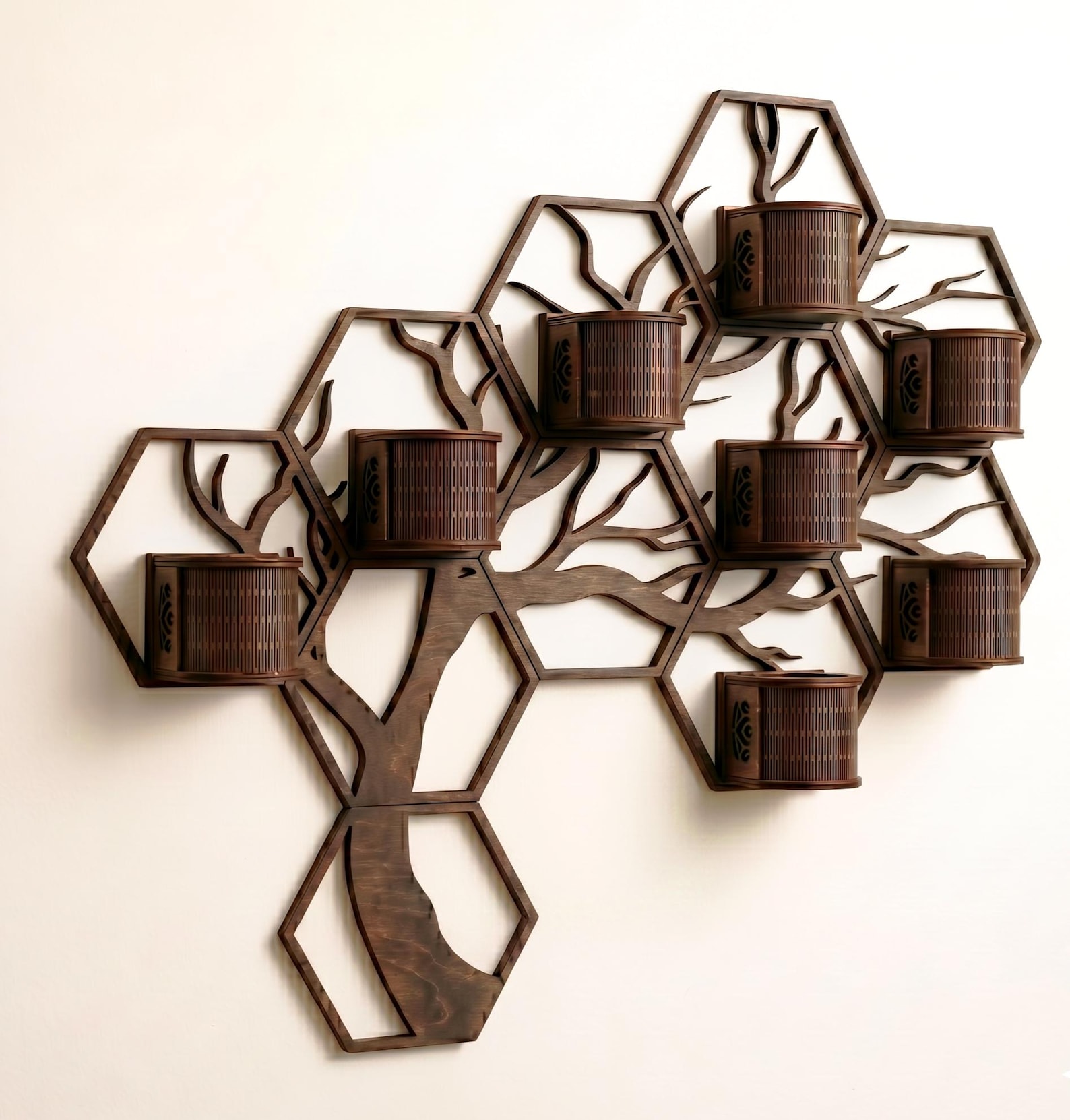 Modular Tree Drawing Modular Tree Planter | Laser Cut File | Honeycomb Wall Art | Digital ...