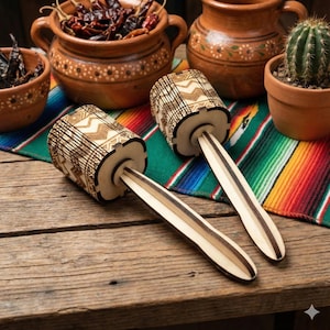 Mini maracas latinoamericanas SVG / Sonajero cortado a láser / Instrumento musical grabado / Juguete DIY