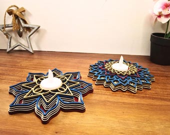 Layered Mandala Tealight Holder SVG pair | 6-Layer Candle Holder | Digital Download