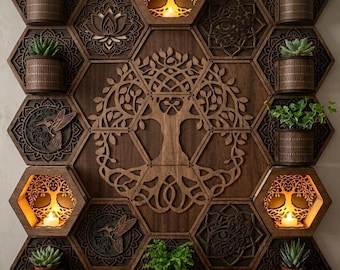 Tree of Life Honeycomb Wall Art | Laser Cut File | Digital Download