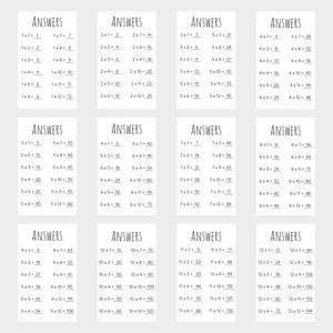 Multiplication Cards, Multiplication Flash Cards, Times Tables, Answer ...