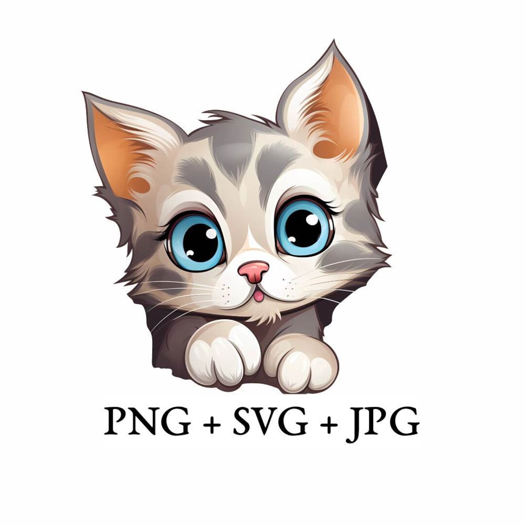 Peeking Cat SVG Cute Kitty SVG Cute Cat Svg PNG, Cat Cut File, Digital