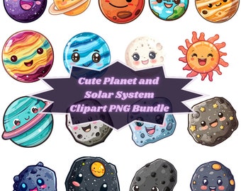 Conjunto de imágenes prediseñadas del espacio exterior (17), conjunto de imágenes prediseñadas de planetas PNG transparentes de alta calidad, planetas PNG, planetas lindos, descarga instantánea, espacio SVG