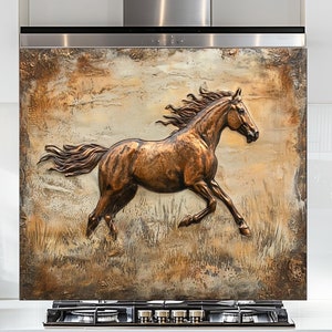 Tempered Glass Kitchen Backsplash, Horse Glass Backsplash, Glass Backsplash of Kitchen,Kitchen Stove Splashback, Backsplash Ideas