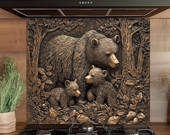 Achterkant keuken van gehard glas Bear Family: hitte- en krasbestendig