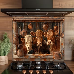 Farm Animal Backsplash,Glass Backsplash, Unique Backsplash, Rustic Backsplash, Glass Backsplash for Kitchen, Rustic Stove Backsplash Panel