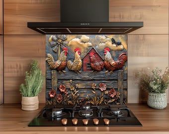 Rustieke keukenachterwand van gehard glas familie gehard glas