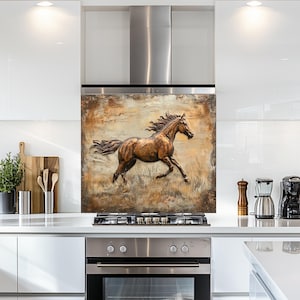Horse Tempered Glass Kitchen Backsplash: Heat & Scratch Resistant