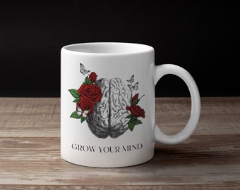 Grow Your Mind Ceramic Mug | Brain Coffee Cup | Teacher Mug Gift|  Anatomical Tea Mug | Coffee Lover Tea Lover Cup Gift  | Office Mug |