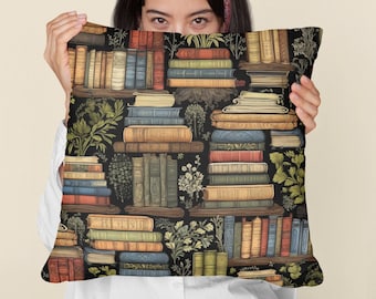 Books Throw Pillow | Vintage Books Woven Accent Pillow Gift Idea | Gift for Book Lovers | Reading Lover Home Decor Pillow | Bookish Pillow