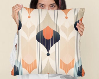 1930s Style Throw Pillow | Geometric Accent Pillow Gift Idea | Gift for Art Deco Lovers | Moderne Vintage Pattern Home Decor Pillow
