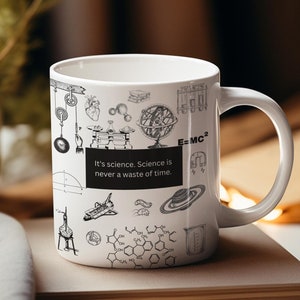 Science Lover Mug – Inspirational STEM Coffee Cup with Scientific Illustrations | Witty Science Mug | Scientist Gift | Science Teacher Gift