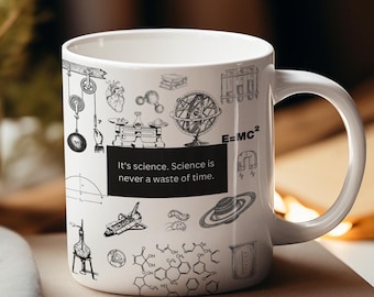 Science Lover Mug – Inspirational STEM Coffee Cup with Scientific Illustrations | Witty Science Mug | Scientist Gift | Science Teacher Gift
