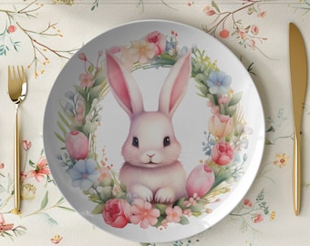 Happy Easter Plates Set Easter Dinnerware Easter Bunny Plate
