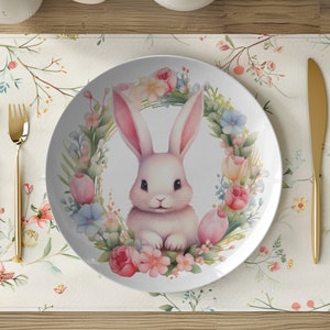 Happy Easter Plates Set | Easter Dinnerware | Easter Bunny Plate | Easter Decor | Easter Accent Plates | Easter Dinner Plates