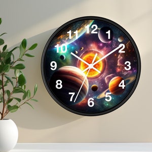 Outer Space Wall Clock | Solar System Clock | Planets Wall Clock | Outer Space Gifts | Outer Space Decor | Planet Decoration