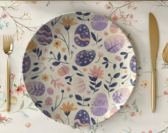 Easter Plates Set | Easter Dinnerware | Easter Eggs Plate | Botanical Easter Decor | Easter Accent Plates | Cute Easter Dinner Plates