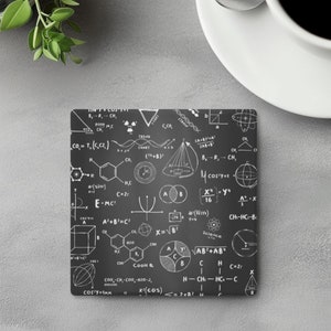 Math and Science Equations Coaster Set | Geeky Drink Coaster | Nerdy Home Decor | Science Gift | Chemistry Coaster | Gift for Scientists
